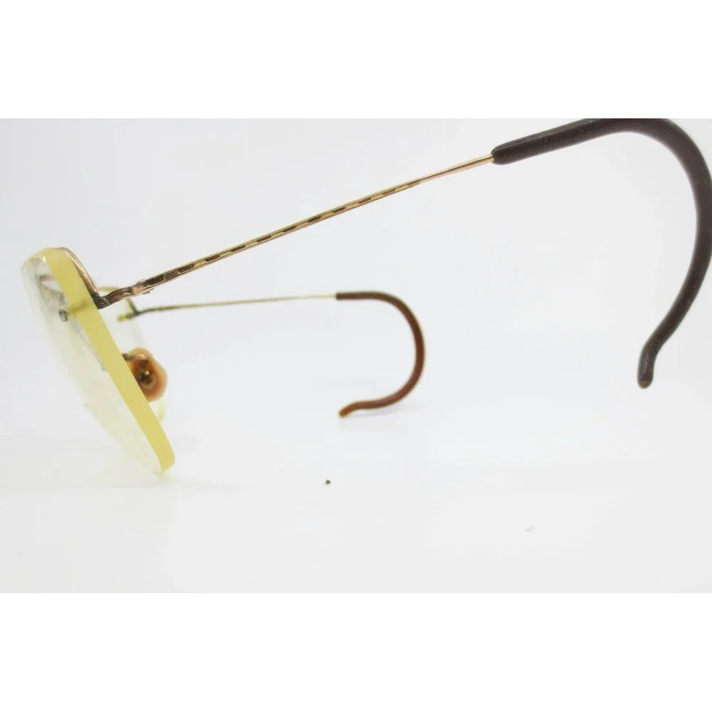 Vintage Gold Tone Rimless Eyeglasses Cable Temples Antique Style Frames 36155